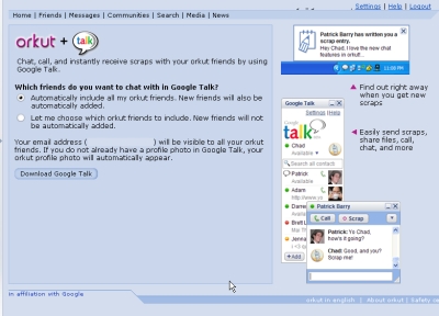 Google Talk zintegrowany z Orkut