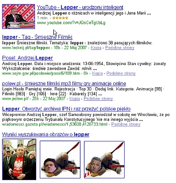 Lepper też juz na video w wyszukwianiu