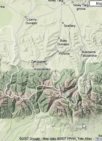 Mapy topograficzne PPWK w Google maps
