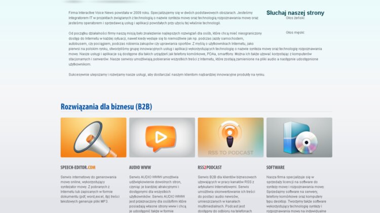 Innowacyjne serwisy dla biznesu i sektora publicznego korzystające z syntezy mowy – wypróbuj i zarabiaj na swoich stronach Internetowych i kanałach RSS