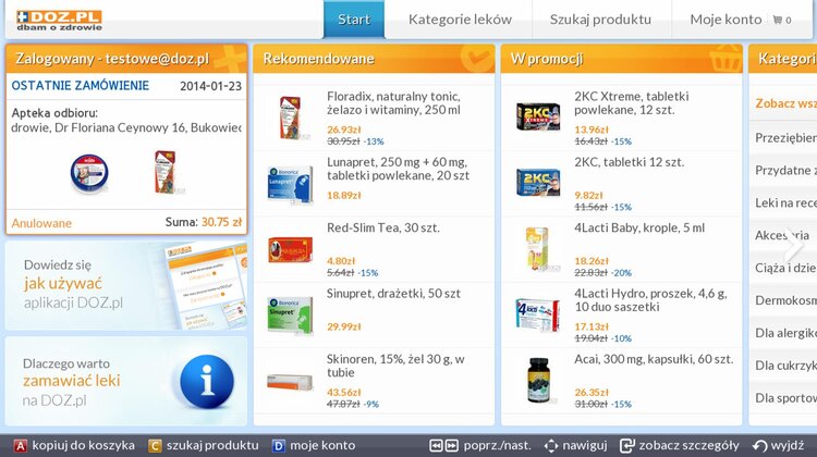 Najczęściej potrzebne leki, suplementy, kosmetyki, w zasięgu pilota na Samsung Smart TV nowe produkty, usługi, technologie - Katar, ból brzucha, gorączka – w takim stanie nie mamy najmniejszej ochoty na bieganie od jednej apteki do drugiej w poszukiwaniu potrzebnych lekarstw. Teraz niektóre leki zamówimy do najbliższej z nich, nie ruszając się sprzed telewizora. Aplikacja Dbam o Zdrowie jest już dostępna na telewizorach Samsung Smart TV.