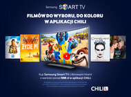 Wyjątkowy prezent od CHILI przy zakupie wybranych urządzeń Samsung styl życia, internet - Firma Samsung i wideoteka online CHILI przygotowały wspólnie specjalną promocję. Każdy klient, który od 10 lutego do 10 kwietnia br. kupi telewizor Samsung Smart TV serii H lub tablet GALAXY Tab S otrzyma prezent - kod promocyjny, który umożliwia bezpłatne pobranie i obejrzenie do 52 filmów z wideoteki CHILI.