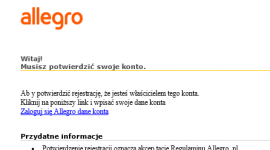 Kolejny atak hakerski na użytkowników Allegro! BIZNES, IT i technologie - Allegro, największy polski serwis aukcyjny po raz kolejny padł ofiarą ataku. Tym razem po sieci krąży wiadomość pod wymownym tytułem „Allegro Konto Zawieszone”.
