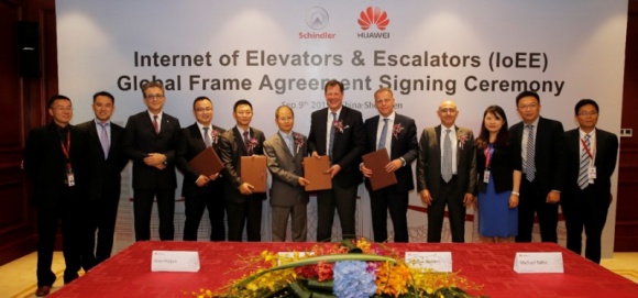 Schindler podpisał globalne porozumienie z Huawei w sprawie współpracy na rzecz BIZNES, IT i technologie - We wrześniu tego roku koncern Schindler Holding oraz Huawei Technologies Co. rozpoczęły współpracę w zakresie rozwoju komponentów do inteligentnych technologii Internetu Rzeczy (IoT), wspomagającej funkcjonowanie wind i schodów ruchomych.