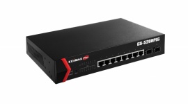 Nowość Edimax - 8-portowy, gigabitowy switch PoE+ GS-5208PLG BIZNES, IT i technologie - Edimax Pro GS-5208PLG to przełącznik web-smart z gniazdami 8 Gigabit PoE + i 2 gigabitowymi gniazdami SFP.