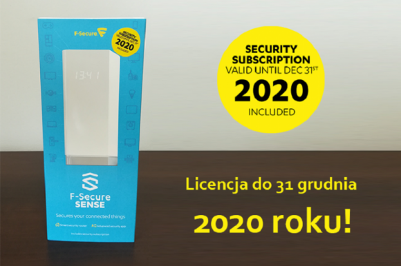 F-Secure wydłużył licencje! LIFESTYLE, IT i technologie - Wszystkie licencje w urządzeniach F-Secure SENSE są teraz ważne do końca grudnia 2020 roku! Oznacza to, że mamy 2,5 roku ochrony w cenie 1 roku!