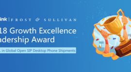 Yealink z nagrodą „2018 Global Growth Excellence Leadership” od Frost & Sullivan BIZNES, IT i technologie - Yealink, wiodący producent biznesowych rozwiązań do komunikacji i współpracy zdalnej, zdobył nagrodę „2018 Global Growth Excellence Leadership” przyznawaną przez Frost & Sullivan.