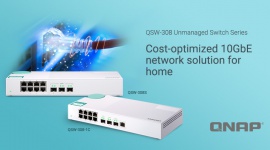 QNAP przedstawia budżetowe przełączniki 10GbE BIZNES, IT i technologie - QNAP® Systems, Inc. (QNAP), wprowadził do oferty dwa nowe, 8-portowe niezarządzalne przełączniki gigabitowe – modele QSW-308-1C oraz QSW-308S.