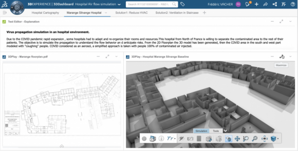 3DEXPERIENCE Lab: symulacja przepływu powietrza we francuskim szpitalu BIZNES, IT i technologie - Społeczność 3DEXPERIENCE Lab OPEN COVID-19 wykorzystuje symulację przepływu powietrza, aby zminimalizować ryzyko rozprzestrzeniania się wirusa w jednym z francuskich szpitali