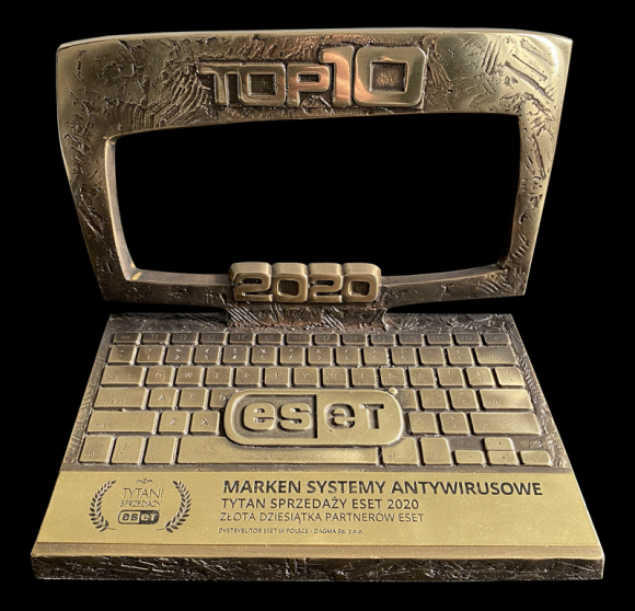 Firma Marken Tytanem Sprzedaży ESET BIZNES, IT i technologie - Podczas niedawnej Gali firmy Dagma, Marken został wyróżniony jako jeden z najlepszych resellerów nagrodą Tytan Sprzedaży ESET.