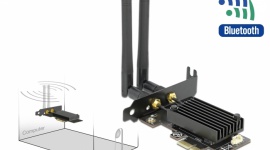 Delock wprowadza kartę WLAN z obsługą WiFi 6 i Bluetooth 5.1 BIZNES, IT i technologie - Szybka i niezawodna łączność bezprzewodowa - standard w urządzeniach mobilnych, w dalszym ciągu opcja w PC. Dla tych, którzy chcą uwolnić się od przewodów, Delock proponuje komplet najnowszych modułów w formie karty WLAN ze złączem PCI Express.